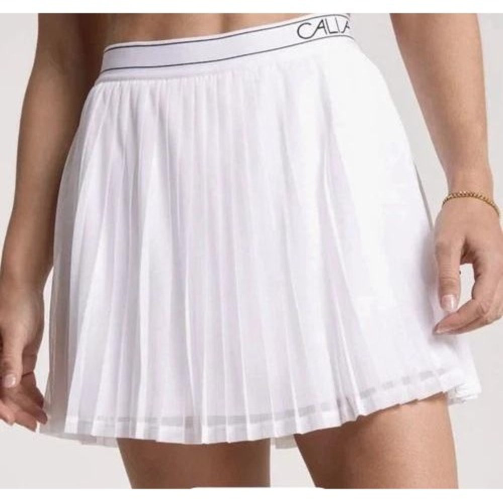 CALIA Court Collection High-Rise Pleated Mesh Skort White Women's Regular Size L